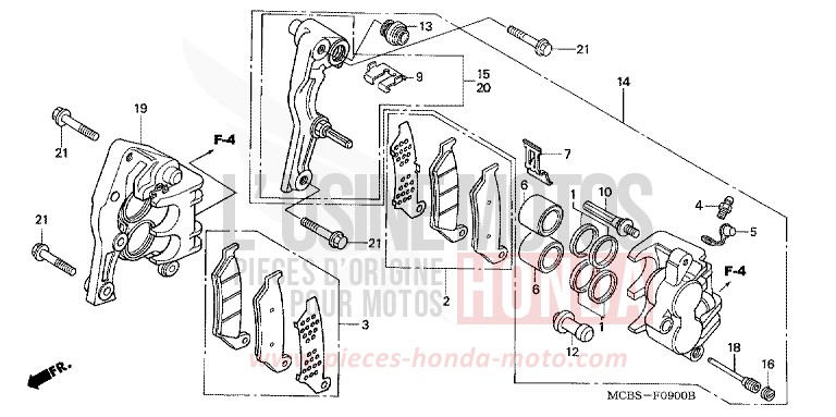 FRONT BRAKE CALIPER for Transalp 650 SHIELD SILVER METALLIC (NH480) from 2002